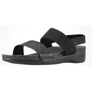 Munro Pisces Anthracite Black Size 8 Footbed Sandal NWOB $155 Ortho Arch Support